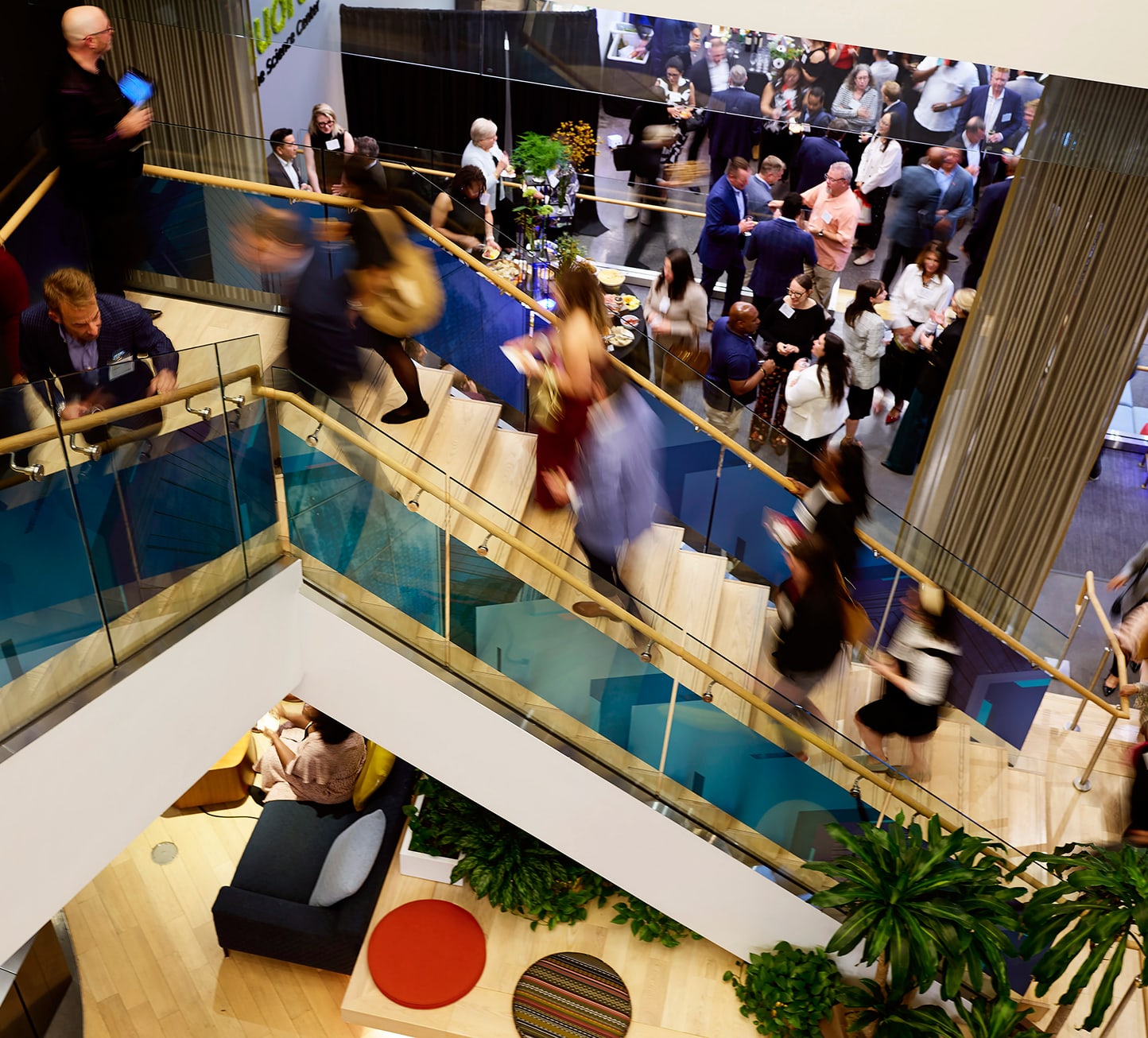 Guests ascending the staircase during the Nucleus Awards